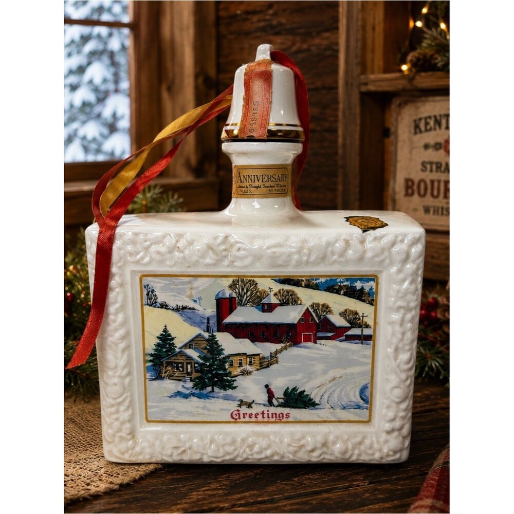 Vintage 1973 Anniversary Kentucky Straight Bourbon Whiskey Porcelain Decanter
